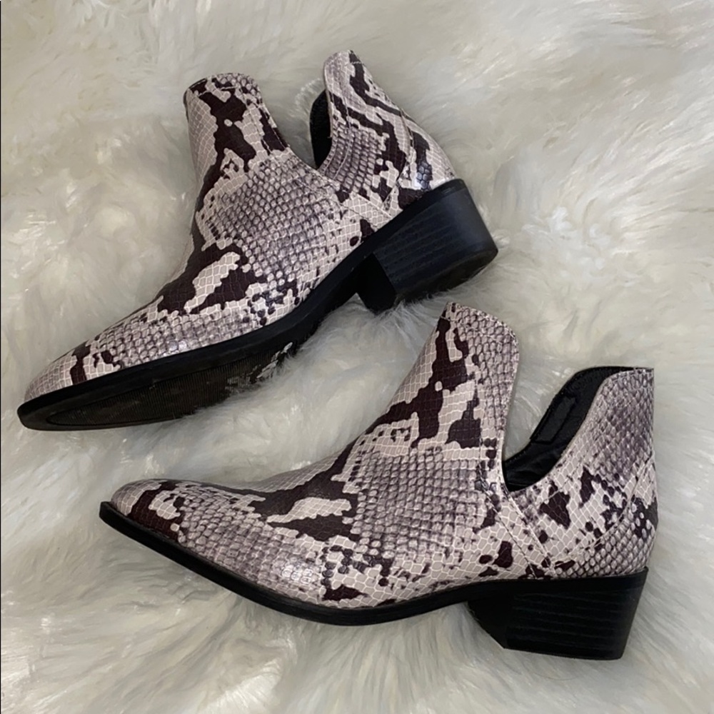 Snake skin print booties